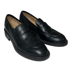 G.H. Bass Classic Black Brazilian Made Chunky Heel Loafers Size 8 narrow EUC
